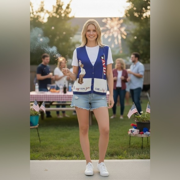 Vintage Sweaters - Patriotic Vintage Ugly Sweater Vest Size SP